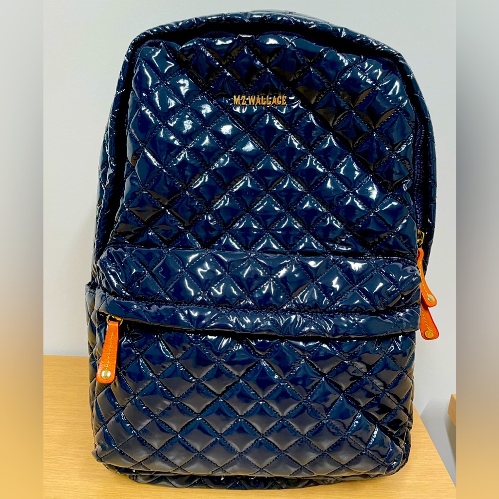 MZ Wallace Navy Patent Backpack